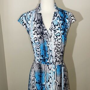 EP Pro Blue and Black Patterned Dress